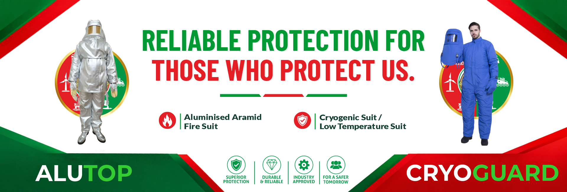 Reliable Protection For Those Who Protect Us. - Aluminised Aramid Fire Suit (ALUTOP) & Cryogenic Suit / Low Temperature Suit (CRYOGUARD)